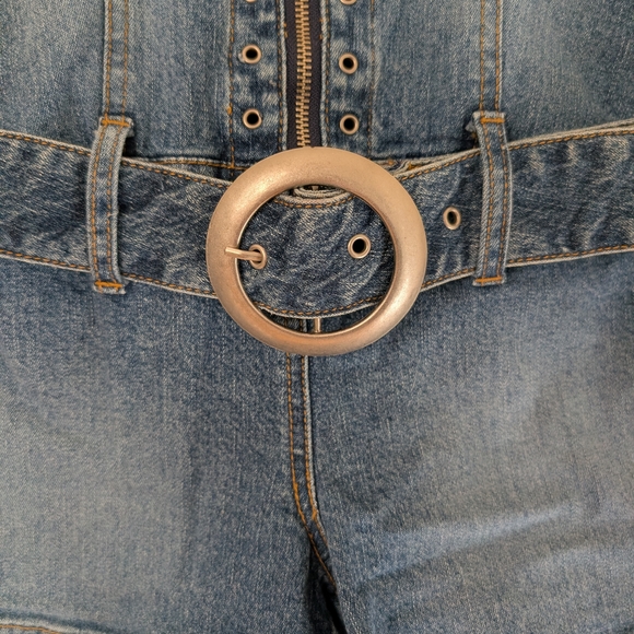 Denim Sleeveless Romper with Belt - Picture 3 of 6